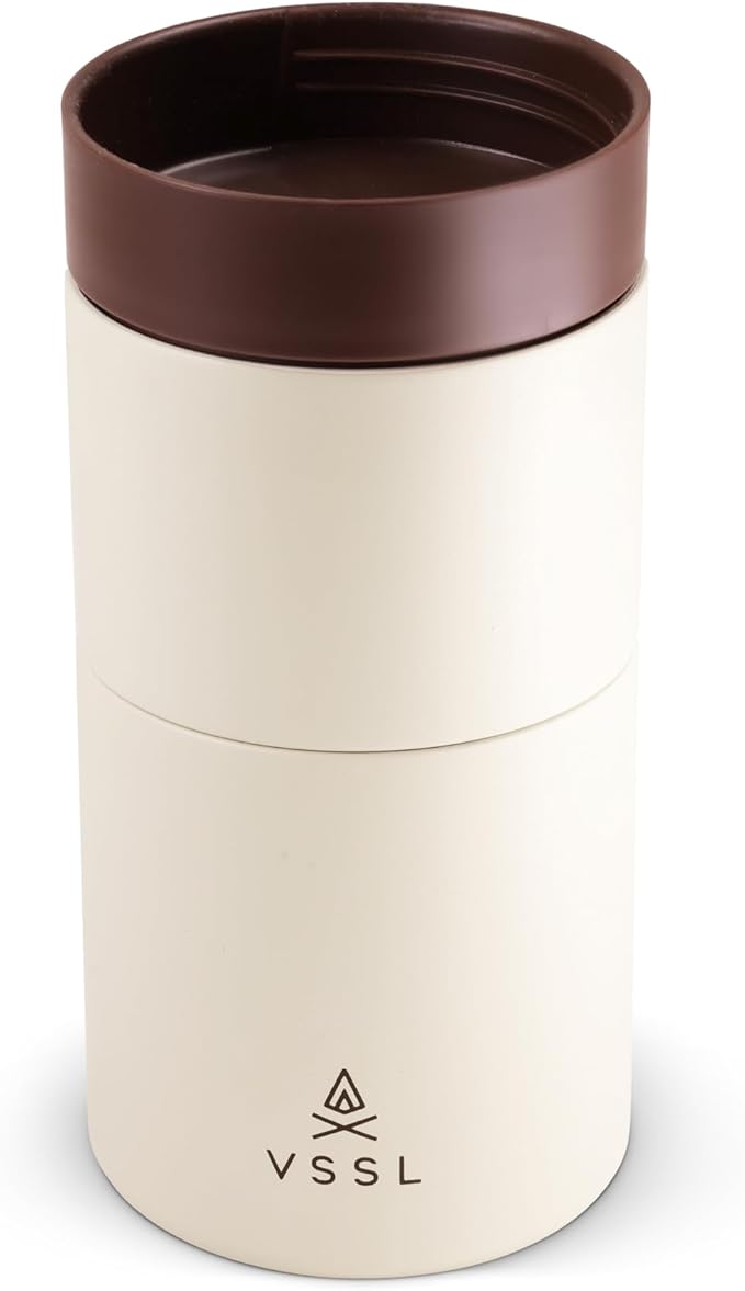 VSSL - Nest Pour Over Coffee Set | Coffee Maker for Camping | All-In-One Travel Pour Over | Transportable Dripper, 10oz Stainless Steel Travel Mug | Compact Storage & Adventure Ready | Cream