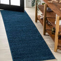 JONATHAN Y Haze Solid Low-Pile Navy Runner Rug 2x14, Coastal,Bohemian,Minimalist,Classic, Easy-Cleaning for Living Room,Bedroom,Kitchen,Pet Friendly,Non-Shedding (SEU100C-214) by JONATHANY