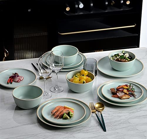 Melamine Dinnerware Sets, Plates and Bowls Sets 12 Pcs, Melamine Plates, Dish Set for 4, Unbreakable Dinnerware Set for Party, BPA Free, Suitable Indoors and Outdoors (Mint Green) - Image 4