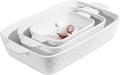 Ceramic Bakeware Set, Porcelain Rectangular Lasagna Pans Casserole Dish Set for Baking, Cooking, Kitchen, Cake Dinner, Banquet and Daily Use, Stackable Nesting, 3 PCS (cream white)