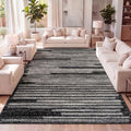 JONATHAN Y Khalil Modern Berber Stripe Black/Cream Indoor Area Rug, 8x10, Contemporary, Bohemian, Easy-Cleaning for Living Room, Bedroom, Kitchen, Pet Friendly, Non-Shedding (MOH207F-8) by JONATHANY