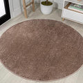 JONATHAN Y Haze Solid Low-Pile Brown 6' Round Indoor Area Rug, Coastal,Bohemian,Minimalist,Classic, Easy-Cleaning for Living Room,Bedroom,Kitchen,Pet Friendly,Non-Shedding (SEU100J-6R) by JONATHANY