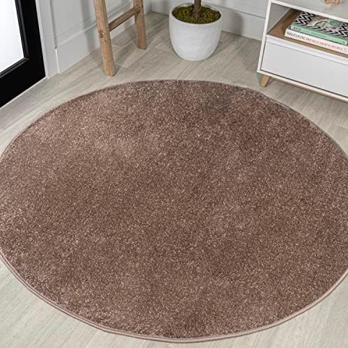 JONATHAN Y Haze Solid Low-Pile Brown 8' Round Indoor Area Rug, Coastal,Bohemian,Minimalist,Classic, Easy-Cleaning for Living Room,Bedroom,Kitchen,Pet Friendly,Non-Shedding (SEU100J-8R) by JONATHANY