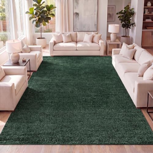JONATHAN Y Haze Solid Low-Pile Emerald Indoor Area Rug 3x5, Coastal,Bohemian,Minimalist,Classic, Easy-Cleaning for Living Room,Bedroom,Kitchen,Pet Friendly,Non-Shedding (SEU100L-3) by JONATHANY