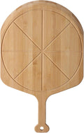 12” Bamboo Pizza Peel - Lightweight Smooth Wooden Pizza Paddle and Pizza Cutting Board with 8 Slice Grooves, Outdoor Pizza Oven Accessories, 17.3 Inch x 12.2 Inch