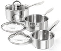 MICHELANGELO Saucepan Set 6pc, Triply Stainless Steel Sauce Pan with Lids 1QT & 2QT &3QT, Kitchen Cooking Pot for Home Use, Dishwasher Safe & Induction Compatible