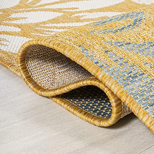 JONATHAN Y Floral Textured Weave Indoor Outdoor Area Rug 4X6 Yellow/Cream, Zinnia Modern for Backyard, Patio, Porch, Easy-Cleaning, High Traffic, Pet-Friendly, Non-Shedding (SMB110G-4) - Image 5
