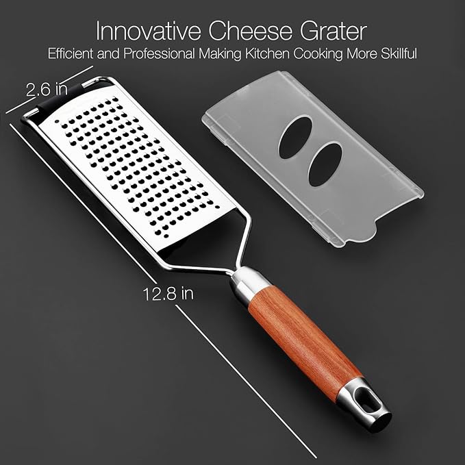KULUNER Professional-Grade Lemon Zester with Fine Blades, Lightweight Cheese/Vegetable Grater, Solid Wood Handle Design - Rust-Resistant, Durable, Essential Kitchen Tool （B2）