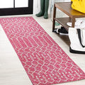 JONATHAN Y Moroccan Geometric Indoor Outdoor Runner Rug 2X8 Fuchsia/Light Gray, Ourika Textured Weave for Backyard, Patio, Porch, Easy-Cleaning, Pet-Friendly, Non-Shedding (SMB108Q-28) by JONATHANY