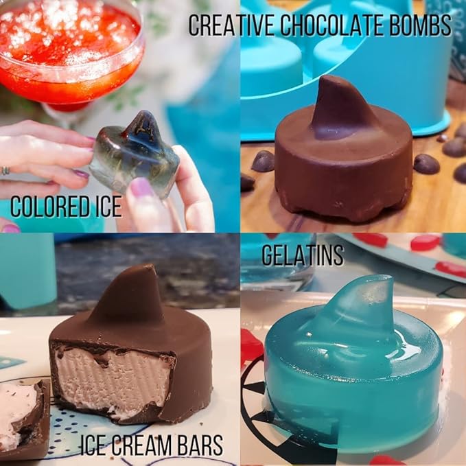 Shark Gifts for Shark Lovers - 3 PACK Shark Mold Cool Shark Stuff - Fun Ice Cube Trays for Shark Theme Birthday Party Supplies - Fin Ice Molds Fun Shapes the perfect funny Craft Ice Cube Molds