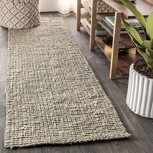 JONATHAN Y Pata Hand Woven Chunky Jute Gray Runner Rug, 2x16, Bohemian, Rustic, Cottage, Easy-Cleaning for Living Room, Bedroom, Kitchen, Non-Shedding (NRF102C-216) by JONATHANY