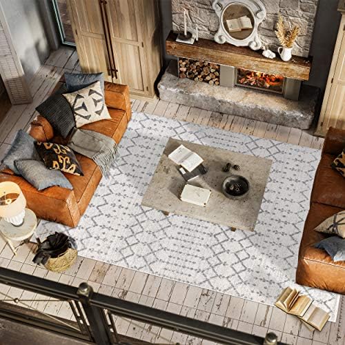 JONATHAN Y Boho Vintage Diamond Cream/Gray Indoor Area Rug 4X6 ft, Moroccan Hype for Living Room, Bedroom, Kitchen, Office, Easy-Cleaning, High Traffic, Pet-Friendly, Non-Shedding (MOH101B-4) - Image 5