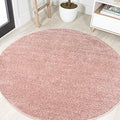 JONATHAN Y Haze Solid Low-Pile Pink 4' Round Indoor Area Rug, Coastal,Bohemian,Minimalist,Classic, Easy-Cleaning for Living Room,Bedroom,Kitchen,Pet Friendly,Non-Shedding (SEU100P-4R) by JONATHANY