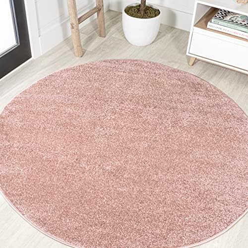 JONATHAN Y Haze Solid Low-Pile Pink 4' Round Indoor Area Rug, Coastal,Bohemian,Minimalist,Classic, Easy-Cleaning for Living Room,Bedroom,Kitchen,Pet Friendly,Non-Shedding (SEU100P-4R) by JONATHANY