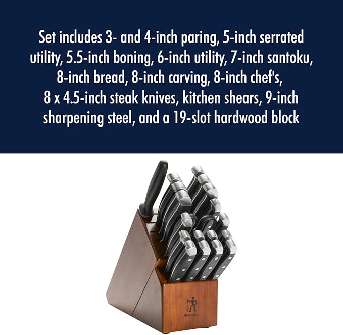 HENCKELS Statement Razor-Sharp 20-Piece Knife Set, Chef Knife, Bread Knife, German Engineered Knife Informed by over 100 Years of Mastery, Brown block