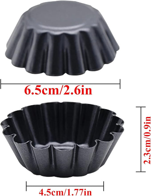 12 Packs Egg Tart Mold, Size 2.6 x 0.9inch, Non-Stick Pan Carbon Steel Cake Molds, Mini Pie Mould, for Pies, Chinese Egg Tart, Cakes