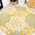 JONATHAN Y Floral Textured Weave Indoor Outdoor Round Area Rug 5 Ft Yellow/Cream, Zinnia Modern for Backyard, Patio, Porch, Easy-Cleaning, High Traffic, Pet-Friendly, Non-Shedding (SMB110G-5R) by JONATHANY