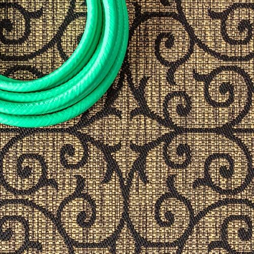 JONATHAN Y Vintage Filigree Indoor Outdoor Square Area Rug 4X4 Black/Khaki, Madrid Textured Weave for Backyard, Patio, Porch, Easy-Cleaning, High Traffic, Pet-Friendly, Non-Shedding (SMB107A-4SQ) - Image 3