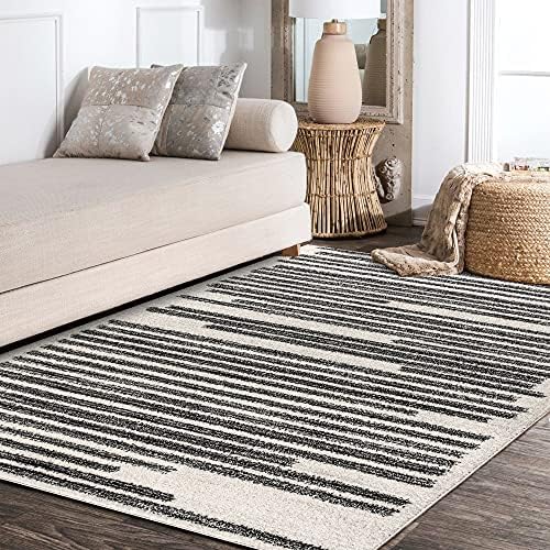 JONATHAN Y Khalil Modern Berber Stripe Cream/Black Indoor Area Rug, 8x10, Contemporary, Bohemian, Easy-Cleaning for Living Room, Bedroom, Kitchen, Pet Friendly, Non-Shedding (MOH207A-8) - Image 6