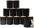 14 OZ Thick Candle Jars for Making Candles 12 Pcs, 3 Wick Empty Jars with Wood Lids for Candle Making, Sample Container,Matte Black
