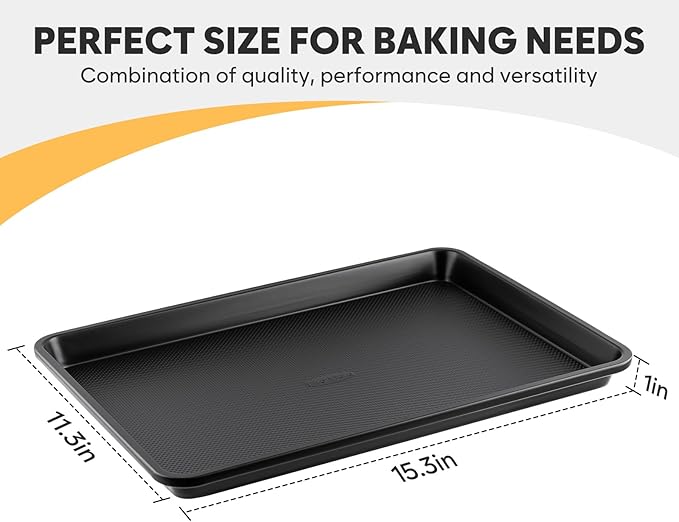 Jelly Roll Pan 15.3” x 11.3” Cookie Sheets for Baking 0.8mm Thick Non Stick Baking Sheets for Oven Heavy Duty Baking Trays