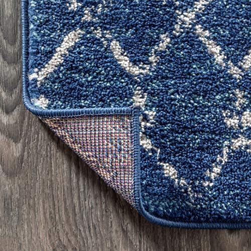 JONATHAN Y Boho Vintage Diamond Blue/White Indoor Area Rug 5X8 ft, Moroccan Hype for Living Room, Bedroom, Kitchen, Office, Easy-Cleaning, High Traffic, Pet-Friendly, Non-Shedding (MOH101A-5) - Image 4