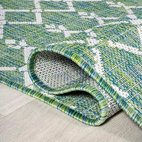 JONATHAN Y Moroccan Geometric Indoor Outdoor Area Rug 9X12 Green/Cream, Ourika Textured Weave for Backyard, Patio, Porch, Easy-Cleaning, High Traffic, Pet-Friendly, Non-Shedding (SMB108L-9) - Image 6