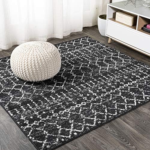 JONATHAN Y Boho Vintage Diamond Black/Ivory Square Area Rug 6X6 ft, Moroccan Hype for Living Room, Bedroom, Kitchen, Office, Easy-Cleaning, High Traffic, Pet-Friendly, Non-Shedding (MOH101D-6SQ) by JONATHANY
