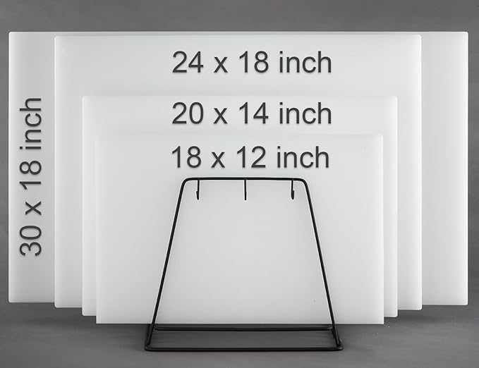 CURTA Cutting Boards for Kitchen, 18" x 12" x 0.5" 6-Piece (White, Red, Green, Blue, Yellow, Brown) Color Coded Plastic Chopping Board with Anti Slip Surface Dishwasher Safe