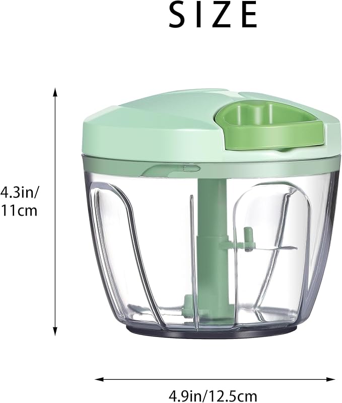 Ourokhome Manual Food Processor Vegetable Chopper, Portable Hand Pull String Garlic Mincer Onion Cutter for Veggies, Ginger, Fruits, Nuts, Herbs, etc., 650ml, Green