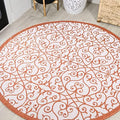 JONATHAN Y Vintage Filigree Indoor Outdoor Round Area Rug 5 Ft Cream/Orange, Madrid Textured Weave for Backyard, Patio, Porch, Easy-Cleaning, High Traffic, Pet-Friendly, Non-Shedding (SMB107L-5R) by JONATHANY