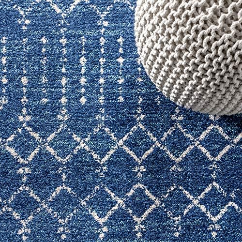 JONATHAN Y Boho Vintage Diamond Blue/White Runner Rug 2X10 ft, Moroccan Hype for Living Room, Bedroom, Kitchen, Office, Easy-Cleaning, High Traffic, Pet-Friendly, Non-Shedding (MOH101A-210) - Image 4