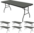 6 Pack Stretch Fabric Table Top Cap Cover, fits 8' Tables, Spandex Table Covers Washable Elastic Universal Rectangle Tablecloth Protector for Indoor Outdoor Party Picnic Wedding, Gray, 30" W x 96" L