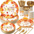 Ziliny 350pcs Thanksgiving Fall Dinnerware Paper Plate Napkins, Maple Leaf by Ziliny