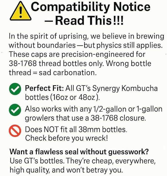 Kombucha.com Carbo-Caps: The Swingtop Slayer and Ultimate Carbonation System for Craft Beer & Kombucha Home Brewing. Viva La Revolución! (65 psi (High Carbonation), 1 Carbo-Cap + PRV)