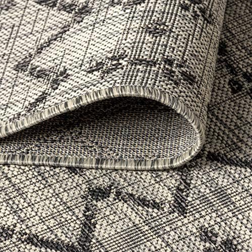 JONATHAN Y Moroccan Geometric Indoor Outdoor Square Area Rug 6X6 Light Gray/Black, Ourika Textured Weave for Backyard, Patio, Porch, Easy-Cleaning, High Traffic Pet-Friendly, Non-Shedding SMB108E-6SQ - Image 5