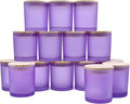 10 OZ Thick Candle Jars for Making Candles 15 Pcs, Empty Jars with Wood Lids for Candle Making, Sample Container, Frosted Purple