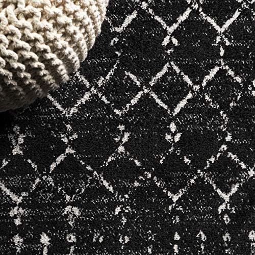 JONATHAN Y Boho Vintage Diamond Black/Ivory Round Area Rug 6 ft, Moroccan Hype for Living Room, Bedroom, Kitchen, Office, Easy-Cleaning, High Traffic, Pet-Friendly, Non-Shedding (MOH101D-6R) - Image 3