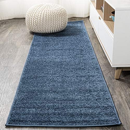 JONATHAN Y Haze Solid Low-Pile Navy Runner Rug 2x8, Coastal,Bohemian,Minimalist,Classic, Easy-Cleaning for Living Room,Bedroom,Kitchen,Pet Friendly,Non-Shedding (SEU100C-28) by JONATHANY