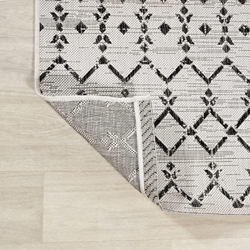 JONATHAN Y Moroccan Geometric Indoor Outdoor Square Area Rug 3X3 Cream/Black, Ourika Textured Weave for Backyard, Patio, Porch, Easy-Cleaning, High Traffic, Pet-Friendly, Non-Shedding (SMB108I-3SQ) - Image 4
