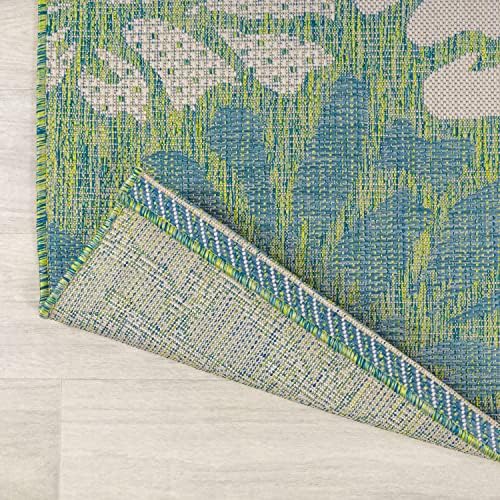 JONATHAN Y Floral Textured Weave Indoor Outdoor Round Area Rug 6 Ft Cream/Green, Zinnia Modern for Backyard, Patio, Porch, Easy-Cleaning, High Traffic, Pet-Friendly, Non-Shedding (SMB110D-6R) - Image 4