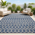 JONATHAN Y Moroccan Geometric Indoor Outdoor Area Rug 9X12 Navy/Beige, Ourika Textured Weave for Backyard, Patio, Porch, Easy-Cleaning, High Traffic, Pet-Friendly, Non-Shedding (SMB108K-9) by JONATHANY