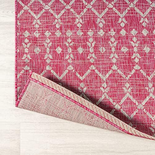 JONATHAN Y Moroccan Geometric Indoor Outdoor Area Rug 3X5 Fuchsia/Light Gray, Ourika Textured Weave for Backyard, Patio, Porch, Easy-Cleaning, High Traffic, Pet-Friendly, Non-Shedding (SMB108Q-3) - Image 5