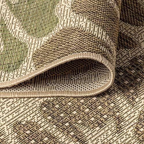 JONATHAN Y Floral Textured Weave Indoor Outdoor Round Area Rug 6 Ft Sage/Brown, Zinnia Modern for Backyard, Patio, Porch, Easy-Cleaning, High Traffic, Pet-Friendly, Non-Shedding (SMB110A-6R) - Image 5