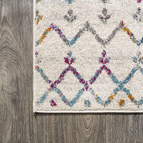JONATHAN Y Boho Vintage Diamond Ivory/Multi Runner Rug 2X8 ft, Moroccan Hype for Living Room, Bedroom, Kitchen, Office, Easy-Cleaning, High Traffic, Pet-Friendly, Non-Shedding (MOH101E-28) - Image 5