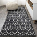 JONATHAN Y Boho Vintage Diamond Black/Ivory Runner Rug 2X14 ft, Moroccan Hype for Living Room, Bedroom, Kitchen, Office, Easy-Cleaning, High Traffic, Pet-Friendly, Non-Shedding (MOH101D-214) by JONATHANY