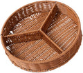 hand-woven round rattan basket storage basket storage box ornaments decorative basket multifunctional picnic food bread basket fruit gift basket key basket. (Circular trident)