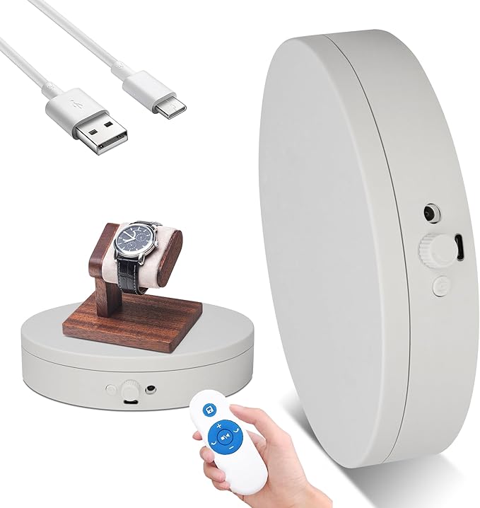Knob Speed Adjustment Remote Control Motorized Rotating Display Stand 3d scanner Electric Turntable rotating platform for Photography Products Shows,Jewelry,Watch,3D Models,Cake Support AAA