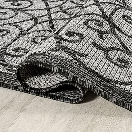 JONATHAN Y Vintage Filigree Indoor Outdoor Area Rug 8X10 Light Gray/Black, Madrid Textured Weave for Backyard, Patio, Porch, Easy-Cleaning, High Traffic, Pet-Friendly, Non-Shedding (SMB107E-8) - Image 5