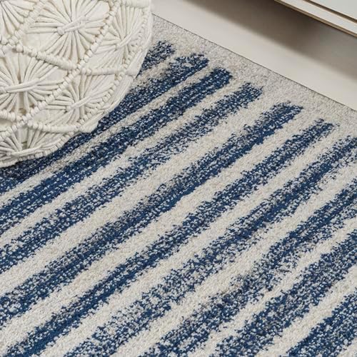 JONATHAN Y Khalil Modern Berber Stripe Cream/Navy Indoor Area Rug, 4x6, Contemporary, Bohemian, Easy-Cleaning for Living Room, Bedroom, Kitchen, Pet Friendly, Non-Shedding (MOH207E-4) - Image 4